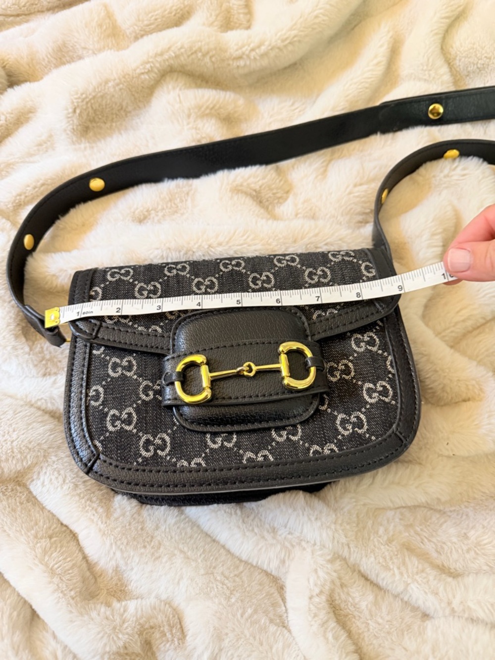 Gucci Horsebit 1955 Black GG Denim Shoulder Crossbody bag - Picture 10 of 13
